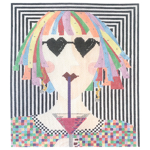 Cosmo Sipping Chic: A Captivating Needlepoint Canvas