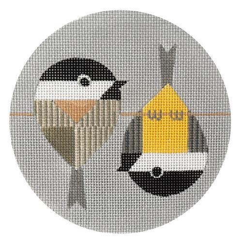 Charming Chickadees Hanging Needlepoint with Stitch Guide - Don't Miss Out!