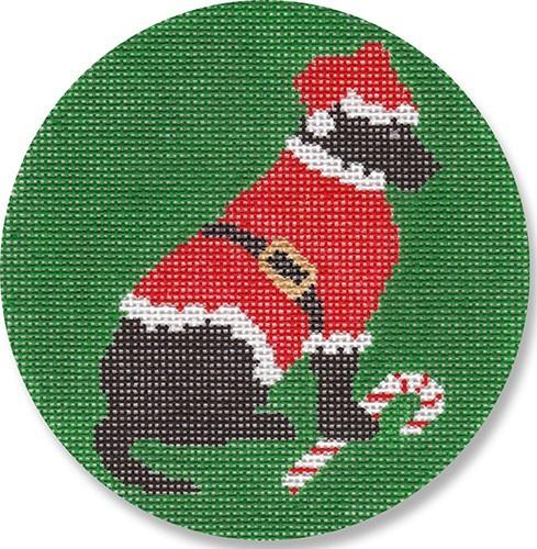 Enchanting Black Lab Santa Needlepoint Canvas