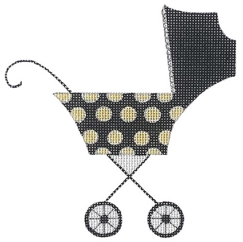 Gorgeous Black & Gold Polka Dot Baby Stroller - A Must - Have!