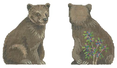 Enchanting Bear 2-Sided Woodland Animals Needlepoint Canvas