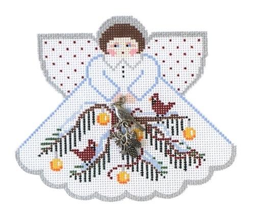 Enchanting Christmas Cardinals Angel Needlepoint Canvas