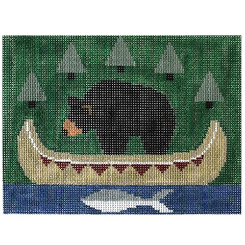 Enchanting Bear with Indian Canoe Pillow