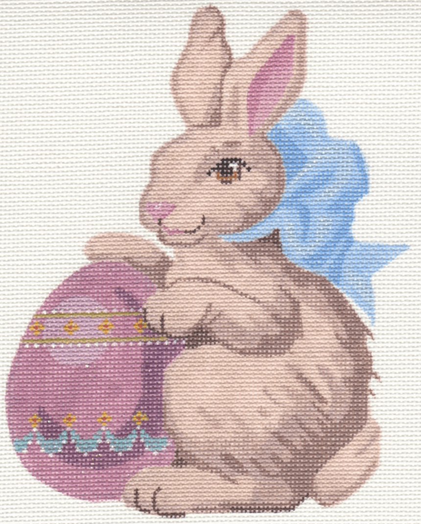 Adorable Bunny Holding an Egg on the Left
