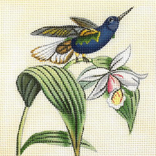 Enchanting Blue Hummingbird Needlepoint Canvas