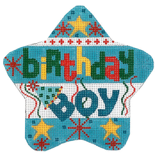 Charming Birthday Boy Star Needlepoint Canvas