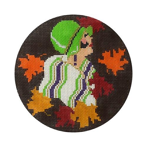Gorgeous Art Deco Fall Leaves Needlepoint Canvas