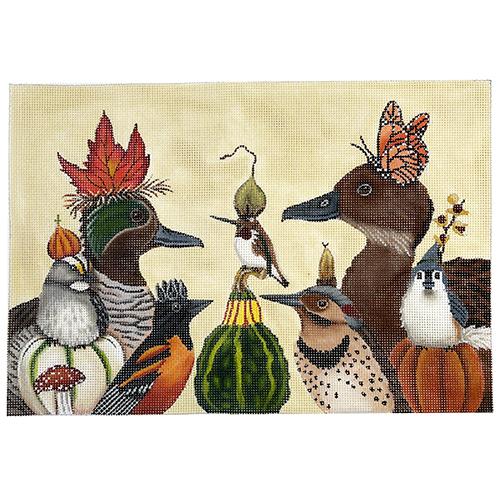 Enchanting Autumn Birds Club Needlepoint Canvas