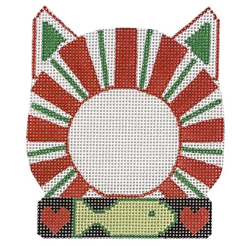 Adorable Cat Frame with Christmas Stripes