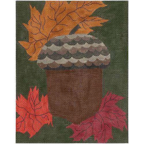 Charming Acorn with Leaves Needlepoint Canvas