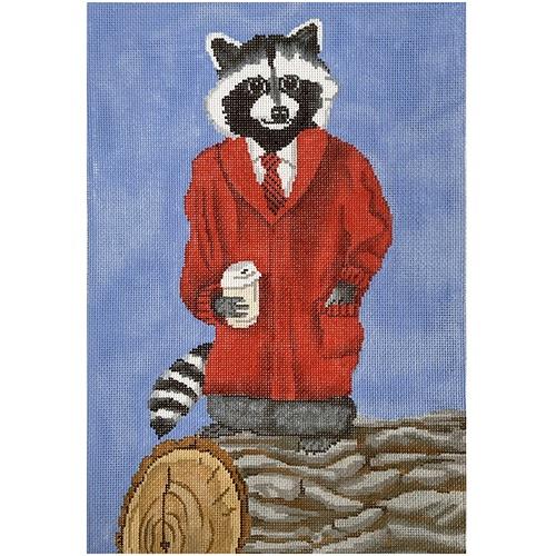 Charming Dapper Raccoon Needlepoint Canvas