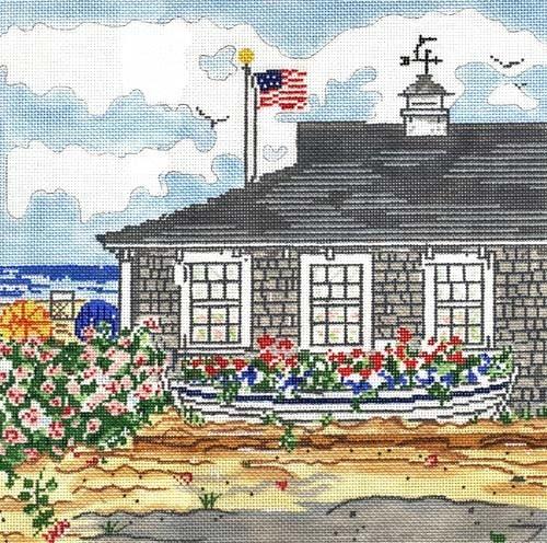Charming Cottage with Boat Needlepoint Canvas