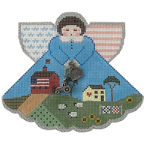 Enchanting American Landscape Angel Needlepoint Canvas