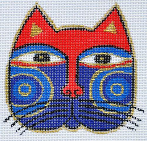 Stunning Cat Face Design - Vibrant Red & Blue Combo