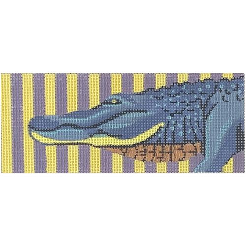 Stunning Blue Alligator on a Vibrant Purple/Yellow Background