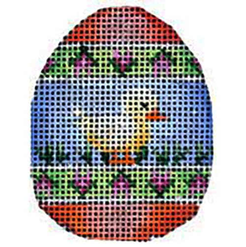 Charming Chick & Tulip Stripes Mini Egg Needlepoint Canvas