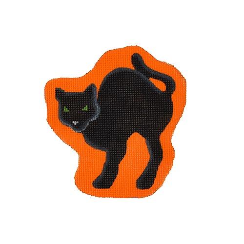 Enchanting Arched Black Cat Needlepoint Canvas