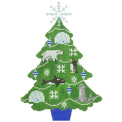 Enchanting Arctic Tree Needlepoint Canvas