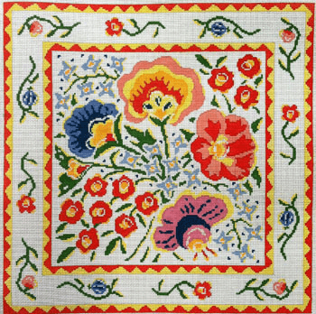 Enchanting Country Floral - White Needlepoint Canvas