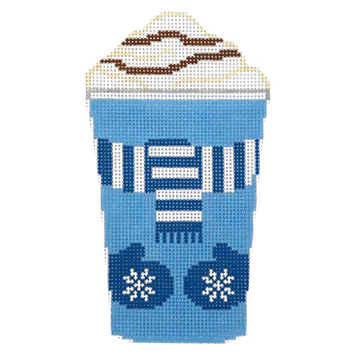 Exquisite Blue Mittens Needlepoint Cup