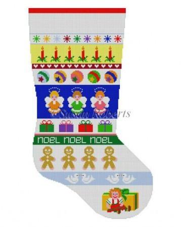 Enchanting Angel Stripe Christmas Stocking