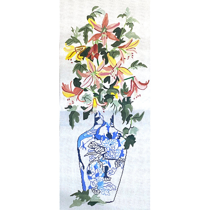 Exquisite Chinese Vase Adorned with Lilies