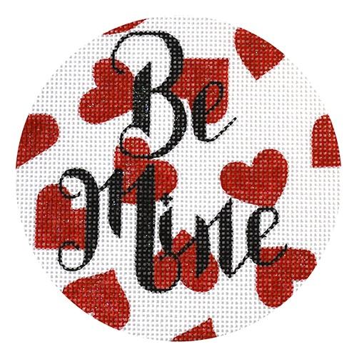 Charming Be Mine Hearts Round Needlepoint Canvas