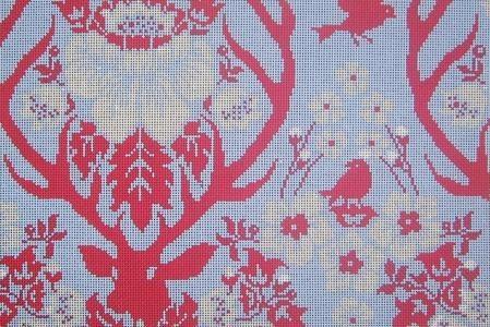 Stunning Antler Damask - Sky Needlepoint Canvas