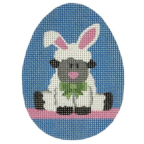 Charming Bunny Lamb Blue Egg Needlepoint Canvas
