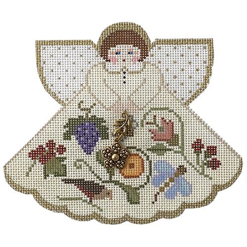 Enchanting Antique Floral Angel Needlepoint Canvas