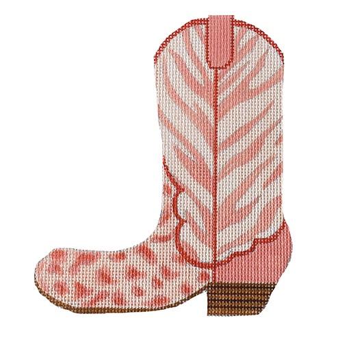 Stunning Cowgirl Boot - Coral Cheetah & Zebra (Pointing Left)