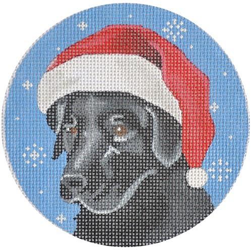 Charming Black Lab Santa Needlepoint Canvas