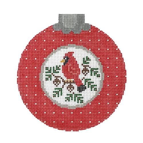 Charming Cardinal Dots Left - Facing Ornament