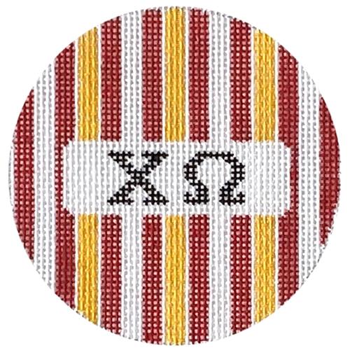 Stunning Chi Omega 3 Round Canvas with Stripes - A Must - Have!