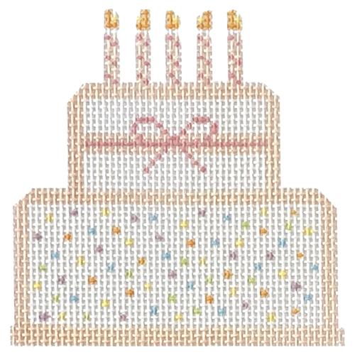Gorgeous Pink Birthday Cake Needlepoint Canvas