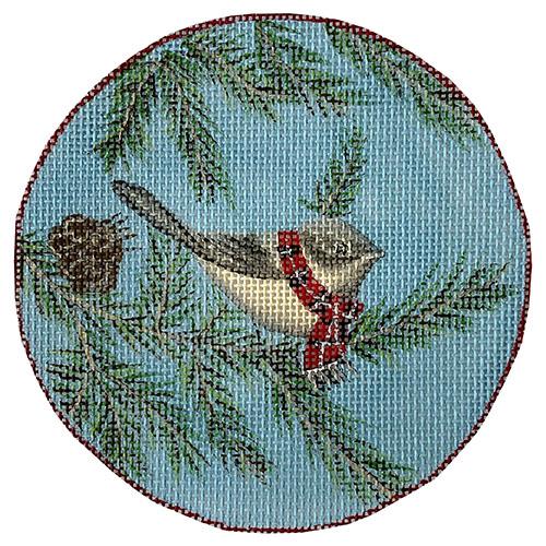 Adorable Chillin' Chickadee with Scarf Needlepoint Canvas
