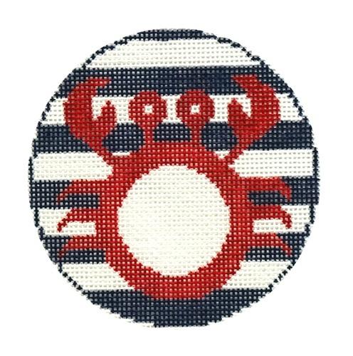 Exquisite Crab Monogram Round Needlepoint Canvas