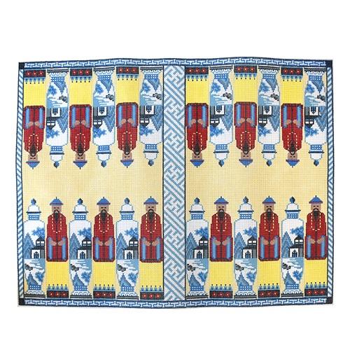 Exquisite Chinoiserie Backgammon Board - A Handpainted Masterpiece
