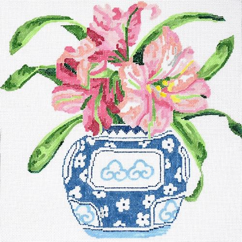 Gorgeous Blooming Amaryllis Needlepoint Canvas - Don't Miss Out!