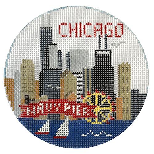 Charming Chicago Handpainted Needlepoint Canvas