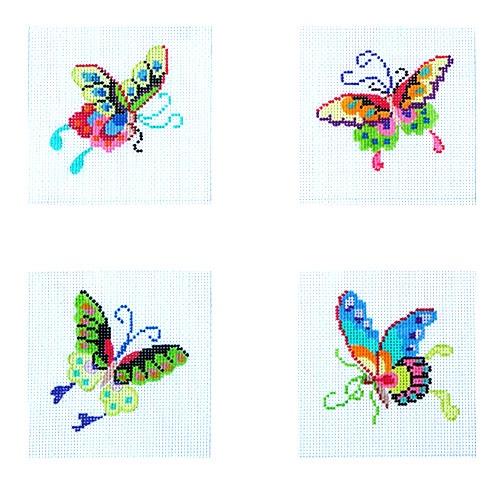 Exquisite Chinese Butterflies Coasters - Handpainted Needlepoint Delight