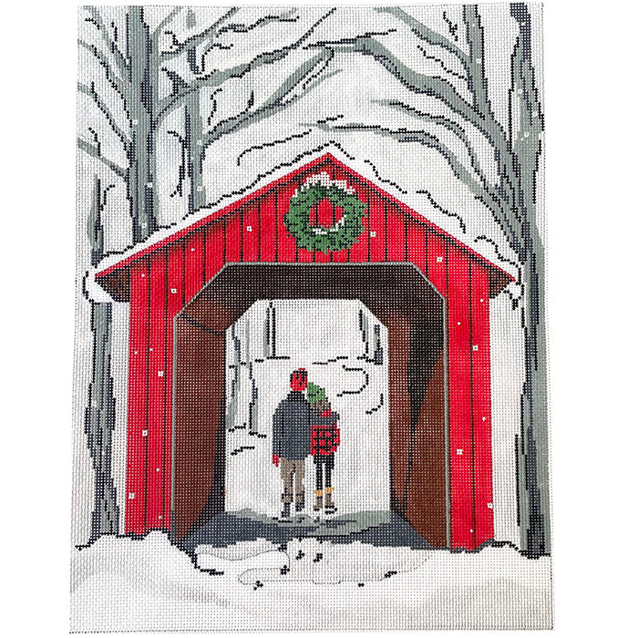 Charming Covered Bridge Needlepoint Canvas