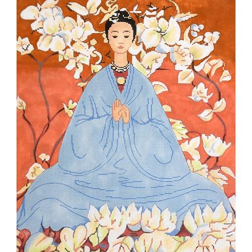 Exquisite Asian Blue Needlepoint Canvas