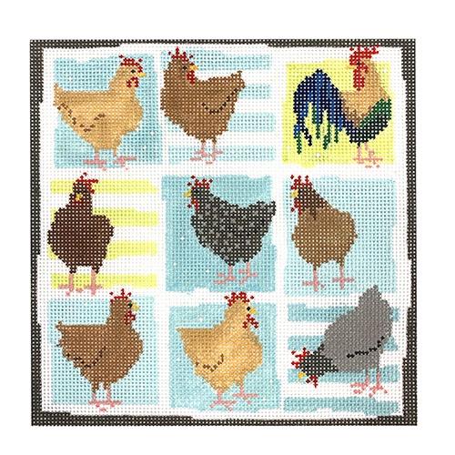 Charming 8 Hens & a Friend Needlepoint Canvas