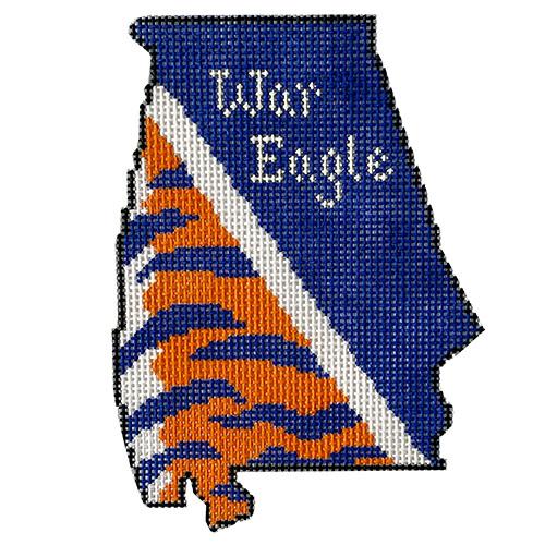 Stunning Alabama with War Eagle Design on Navy & Orange Canvas