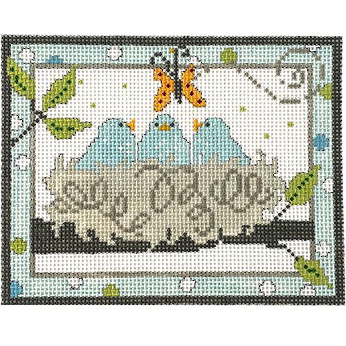 Exquisite Handpainted Birds Nest Needlepoint Canvas