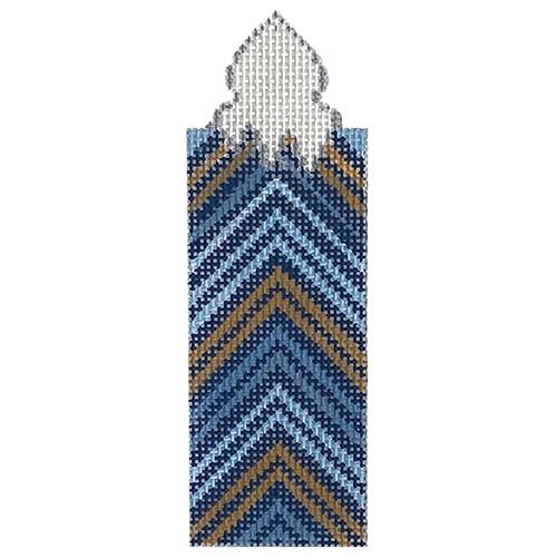 Exquisite Blue & Gold Stripes Candle - A Handpainted Delight