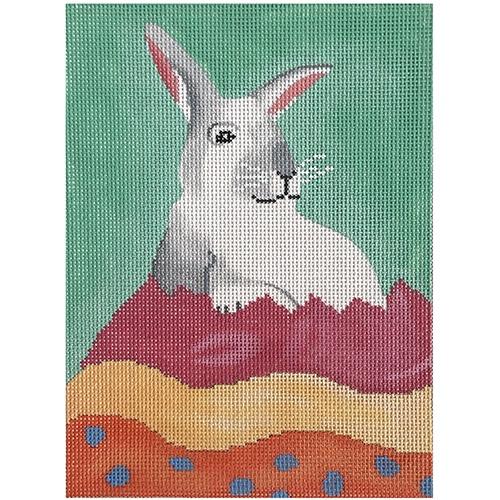 Charming Bunny in Easter Egg Needlepoint Canvas
