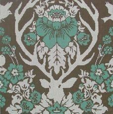 Gorgeous Antler Damask Burlap Needlepoint Canvas