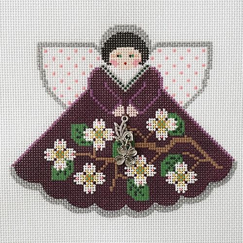 Enchanting Dogwoods Angel Needlepoint Canvas